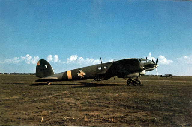 World War II in Color: Rumanian Heinkel He 111 Abandoned in Bessarabia