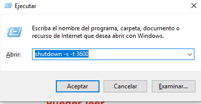 shutdown -s -t 3600 windows