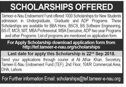 Tameer-e-Nau Endowment Fund Scholarship 2018