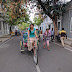 Rakul Preet Singh rides a cycle rickshaw on the streets of Pondicherry