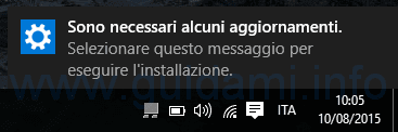 Notifica aggiornamenti Windows 10 disponibili Notifica aggiornamenti Windows 10 disponibili