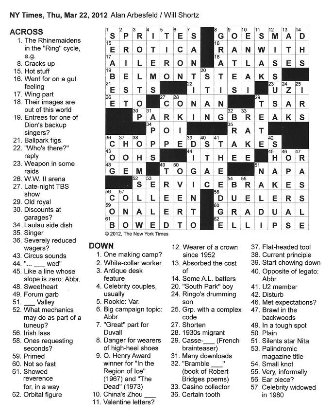 The New York Times Crossword in Gothic 03.22.12 — Mixing It Up