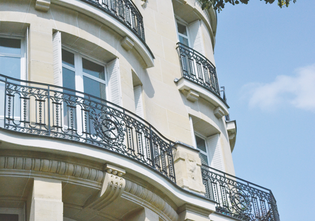 Black iron balconies in Paris