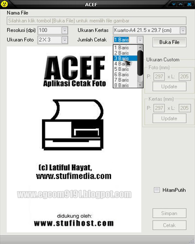 Tampilan Software ACEF