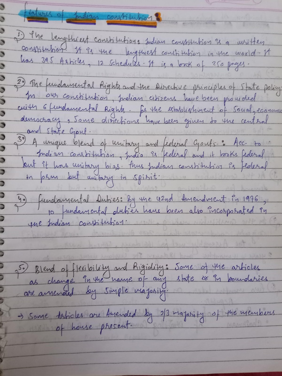 what is constitution class 11 notes