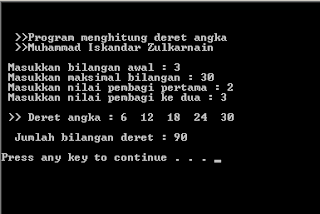 Program C++ Untuk Menampilkan Deret angka