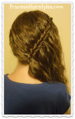 Scissor waterfall braid side swept hairstyle