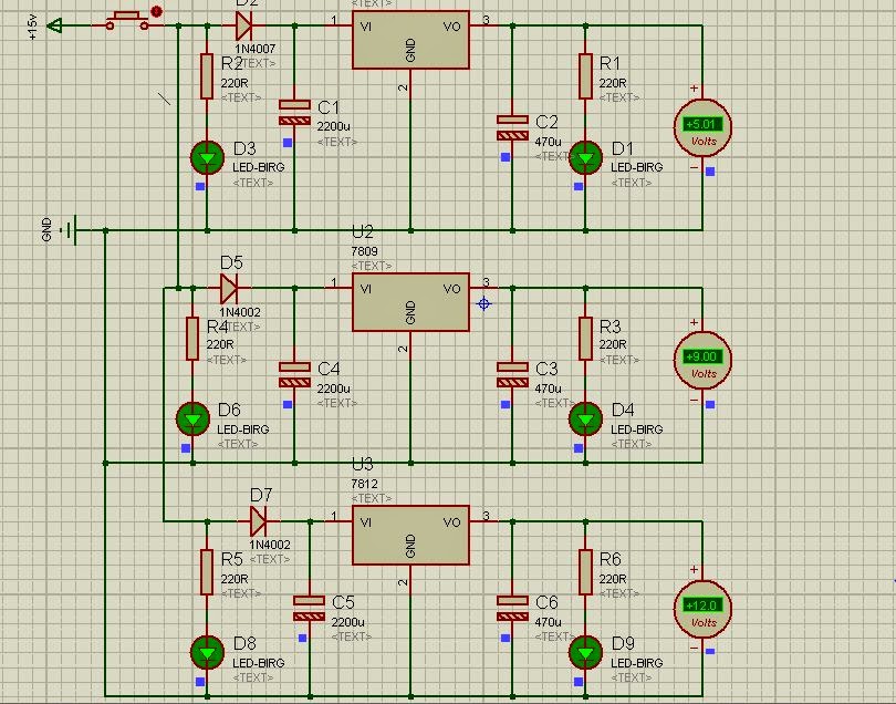 Simulasi Rangkaian Power Suply 5 Volt, 9 Volt dan 12 Volt - Jagoan