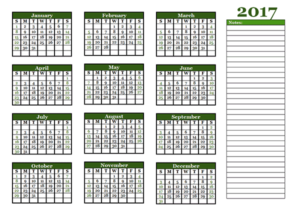 whole year calendars