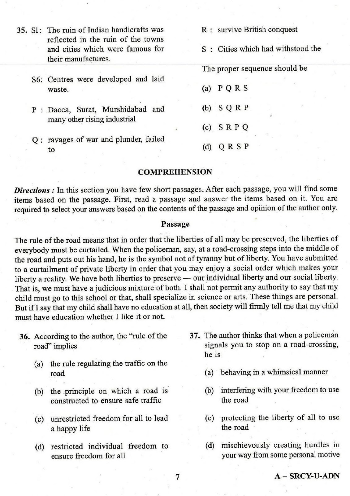 NDA 1 General Ability Test 2017-2018 question paper NDA 1 2018 General Ability Test question paper