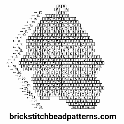 Santa's Good Side Christmas Brick Stitch Beaded Earring Pendant Pattern Word Chart Click for a larger image of the Santa's Good Side brick stitch bead pattern word chart.
