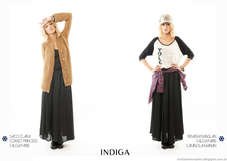 Faldas largas de moda otoño invierno 2014 Indiga.