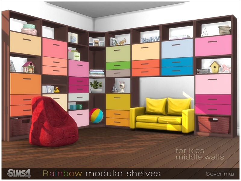 Sims 4 CC's The Best Rainbow modular shelves by Severinka