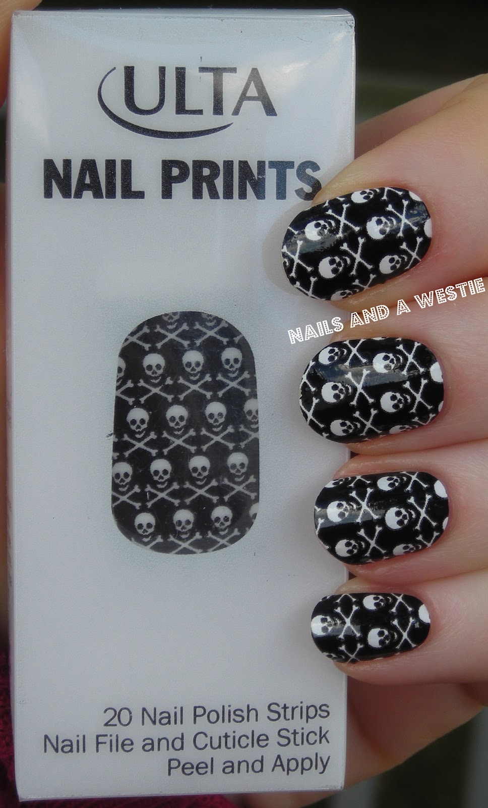 Nails and a Westie Ulta Nail Prints Skull Print (no name)