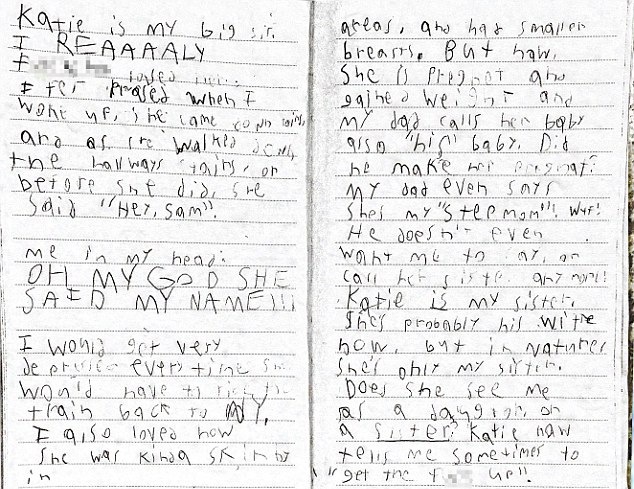 Pages from the diary of Alyssa's 11-year-old, describe Steven Pladl's relationship with Katie.
