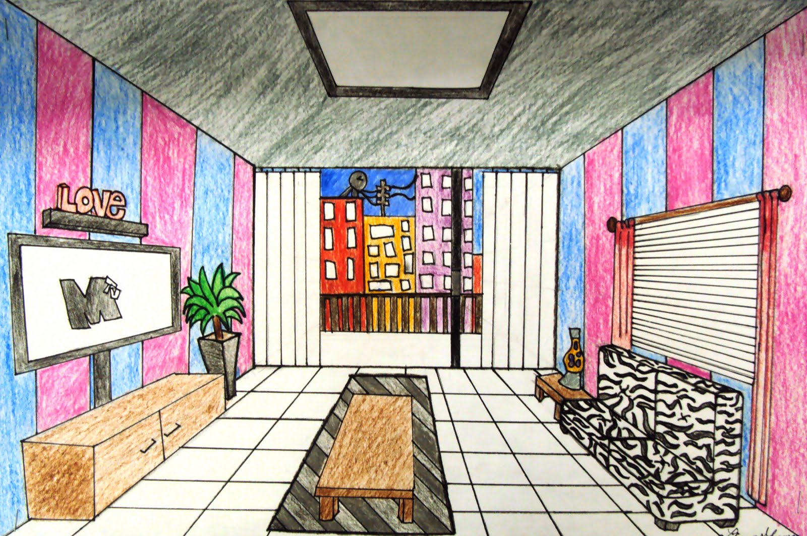 Art 1: One Point Perspective Room