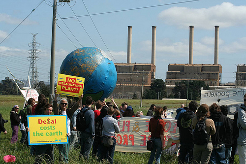 Photograph of anti-desalination protest at Hazelwood Power Station (Australia) in 2010