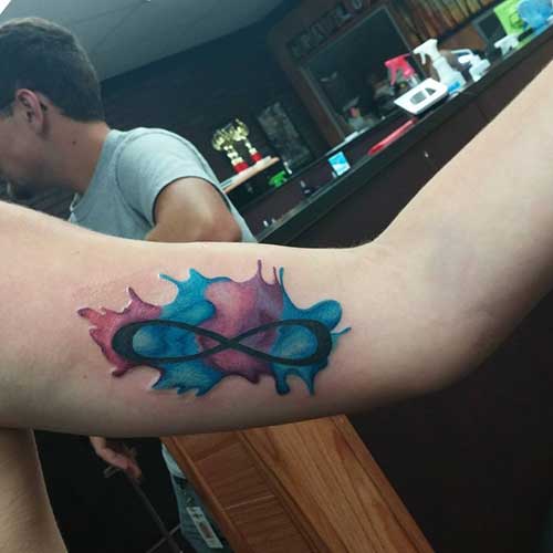 bicep watercolor infinity tattoo bicep watercolor infinity tattoo