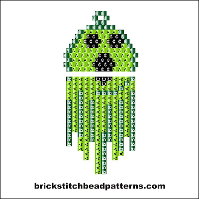 Click for a larger image of the Ghostly Ghoul Halloween bead pattern labeled color chart.