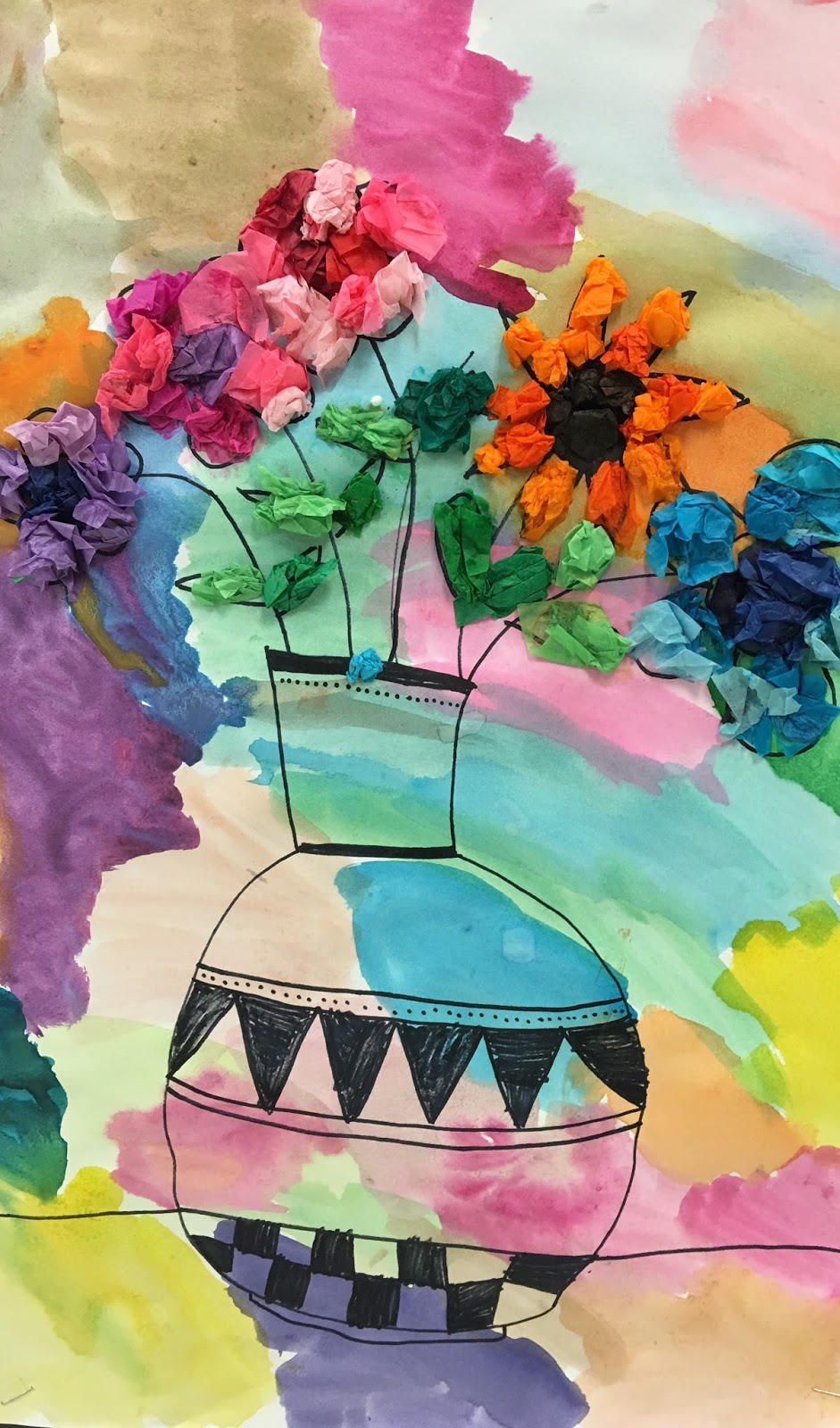 Art Room Blog 2nd Grade Flower Vases With Tissue Paper Petals...