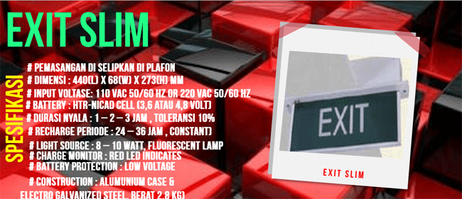 Spesifikasi dan Feature Exit Slim Emergency Exit Lamp Spesifikasi dan Feature Exit Slim Emergency Exit Lamp