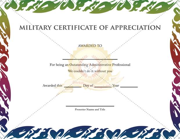 military certificate of appreciation template free