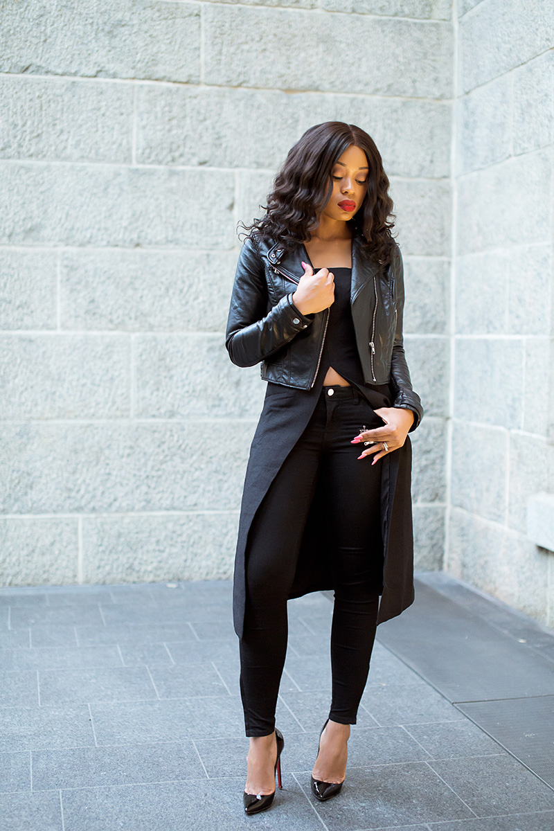cmeo collective top, bnkr, leather jacket, christian louboutin, www.jadore-fashion.com