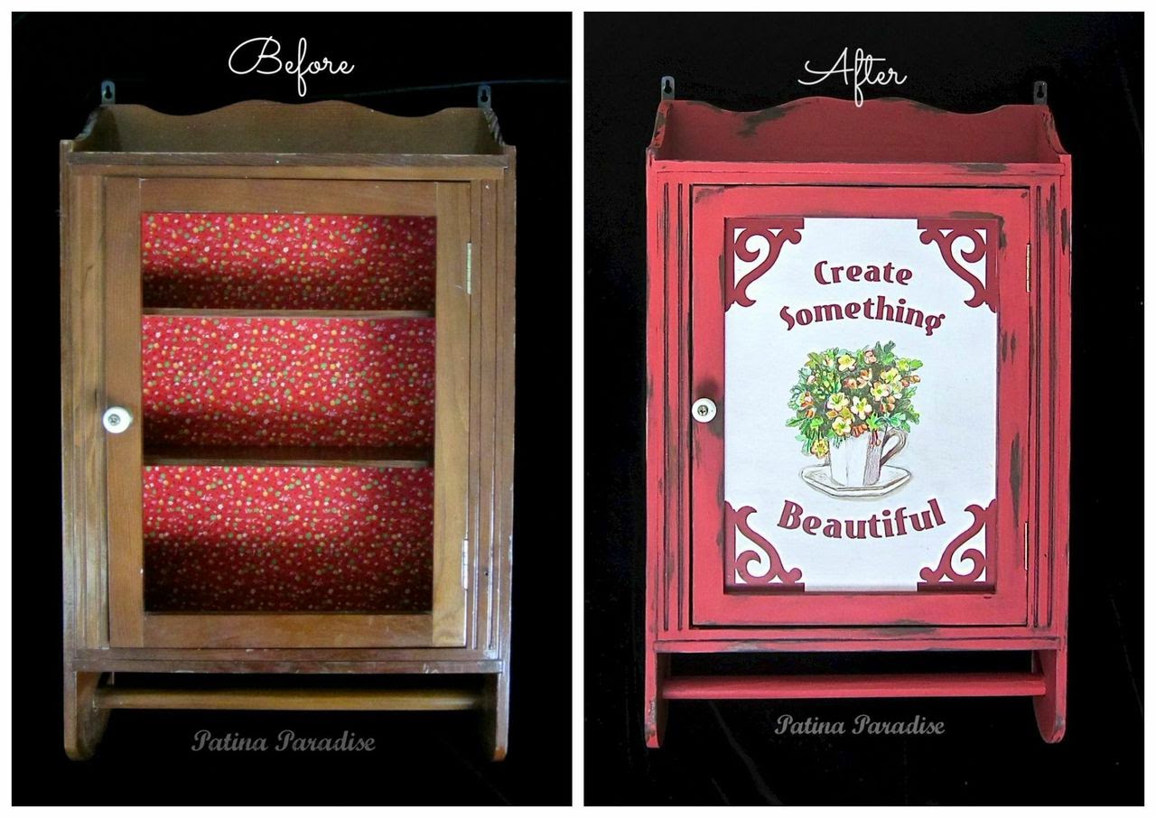 Patina Paradise Before and After Plain Cabinet Becomes Beautiful Craft Storage