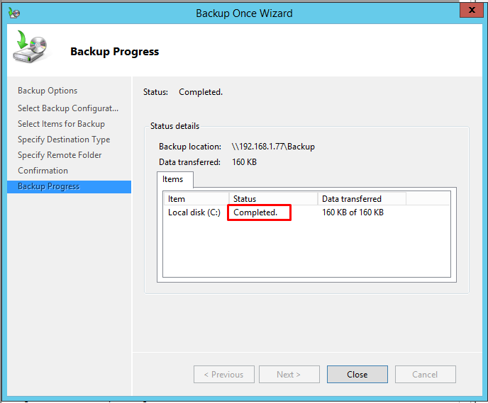 Backup option. Backup option