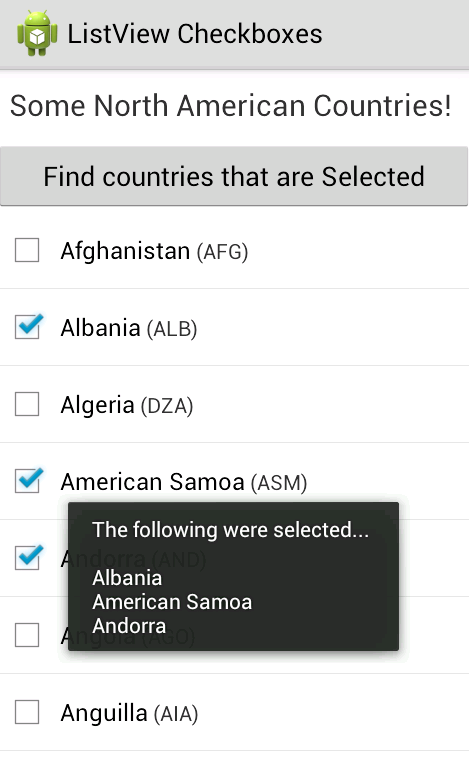Android listview checkbox example onitemclicklistener and 