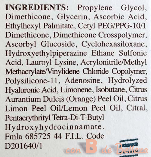Ingredientes serum vitamina c Kiehls