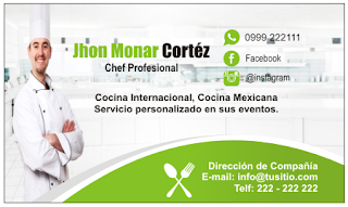 Tarjeta personal para chef Tarjeta personal para chef