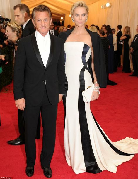 Charlize Theron in Dior Couture with Sean Penn at the Met Gala 2014