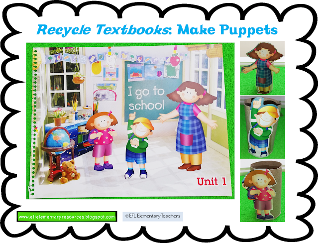 Recycle old textbooks make puppets