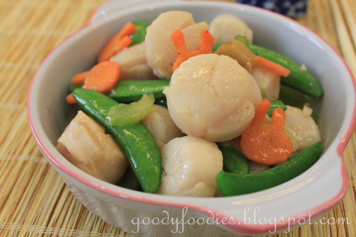 GoodyFoodies Recipe Stir fried scallops with sugar snap peas, celery
