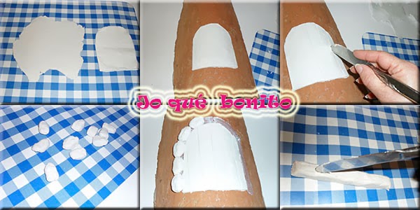 Teja decorada con pasta de papel