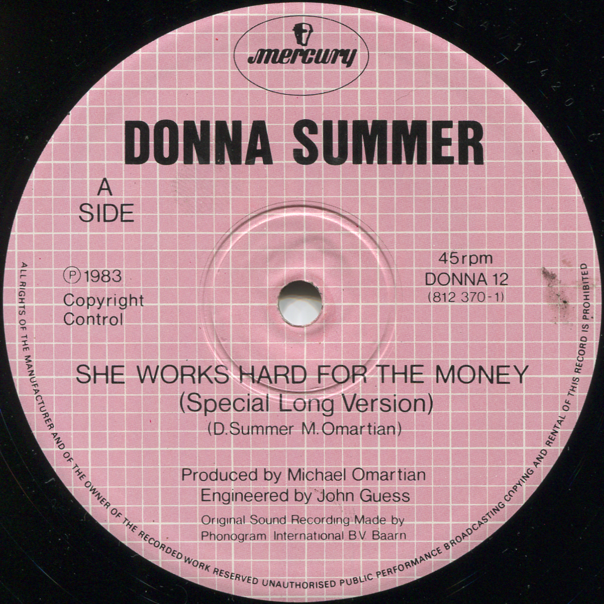 Rap Nerds It's the 80's Donna Summer She Works Hard For The Money 12" jpg (1200x1200)