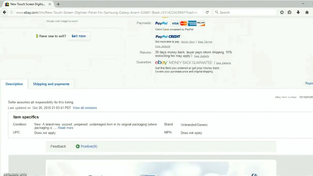 eBay shipping and description