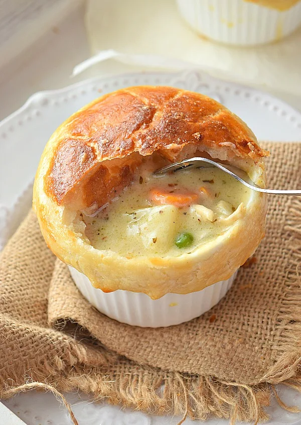 Easy Chicken Pot Pie with flaky top and creamy chicken and vegetable filling