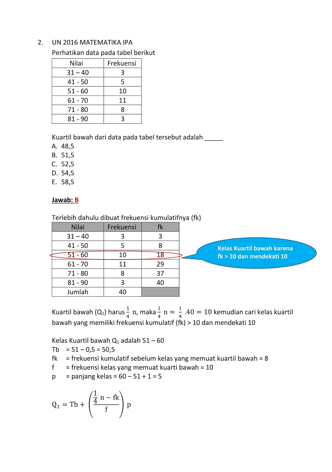 Contoh Soal Sbmptn Matematika Statistika Kumpulan Soal Pelajaran 10