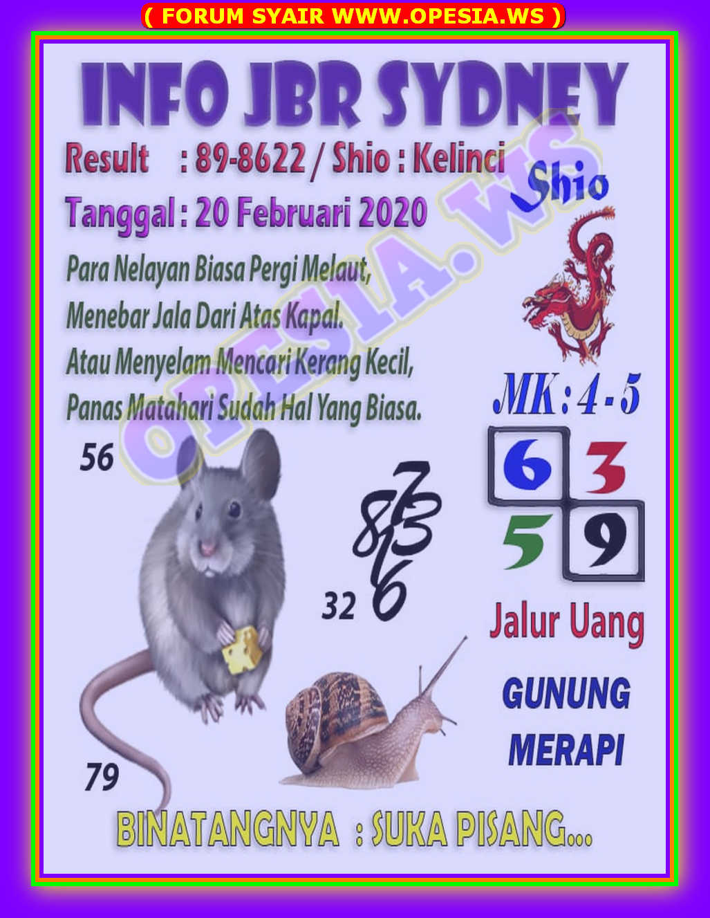 ❂ Syair kampleng sdy 20 februari 2022