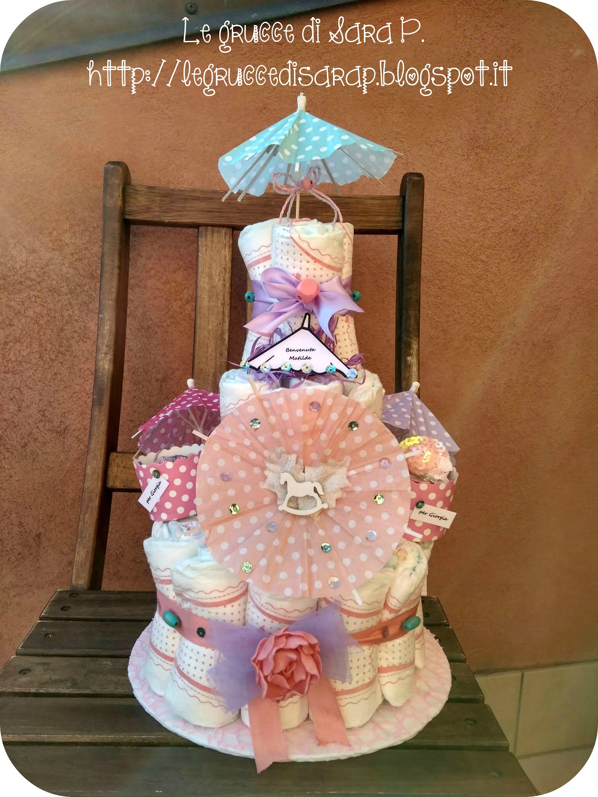 Torta Di Pannolini 4 Piani Multicolor - Idea Regalo Per Neonati - Foto 8