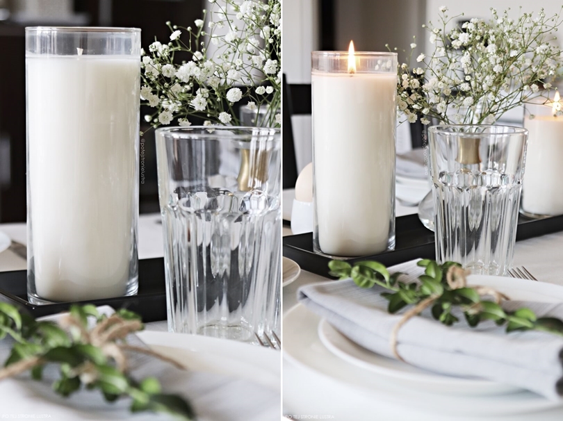 świece yankee candle na stół białe pilary