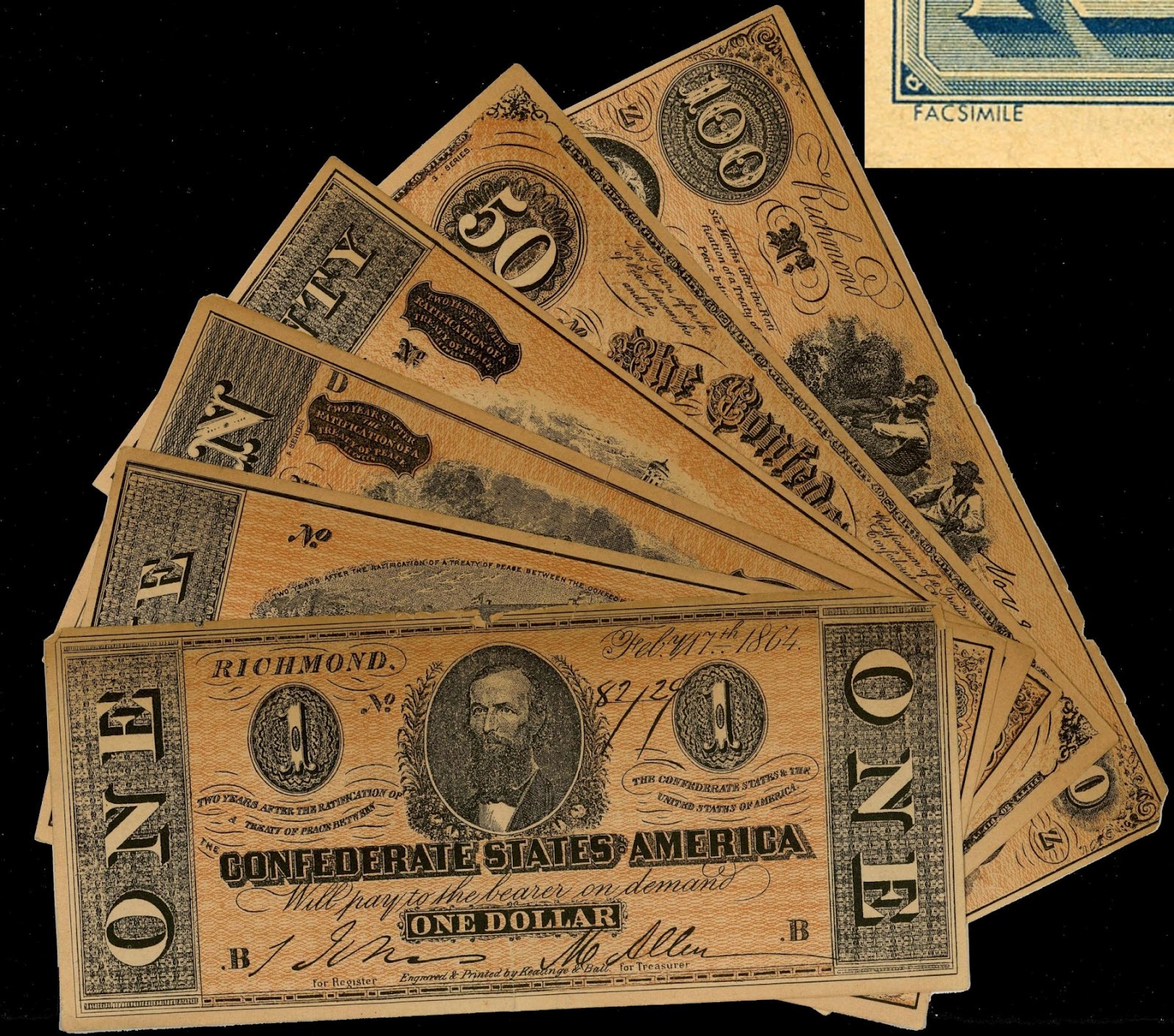 Facsimile Confederate Money Worth