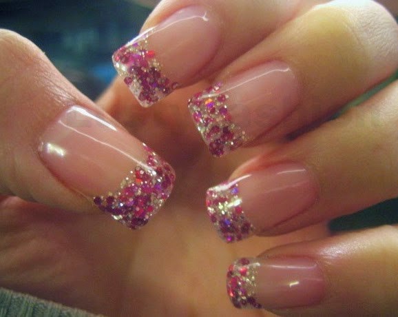 Pink and silver glitz french manicure beautiful nail art design ...