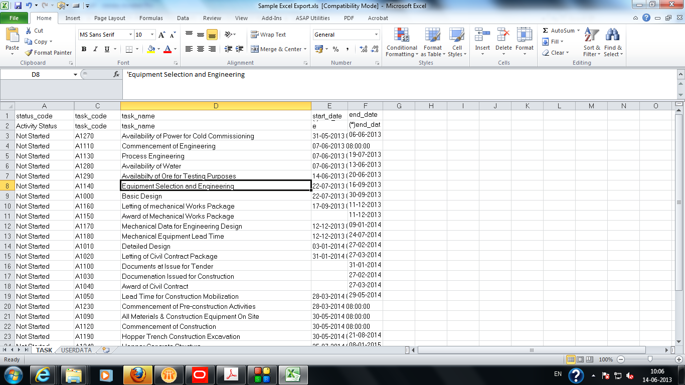  export schedule from primavera p6 to excel 