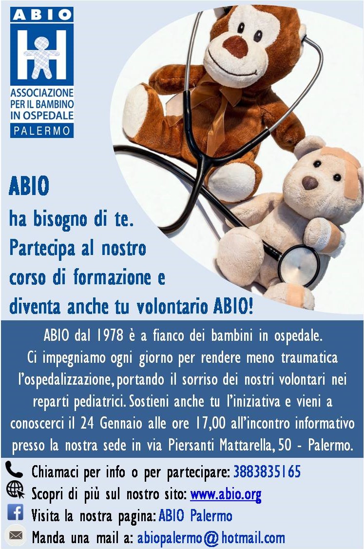 Cesvop Aiutare I Bambini In Ospedale Con Abio Palermo