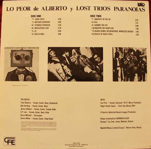 SPANISH BOMBS Alberto y lost trios paranoias Lo Peor de... Lp 1981
