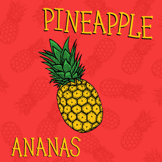 Ich lerne Obst - Pineapple illustration Ananas pineapple drawing picture book about fruits