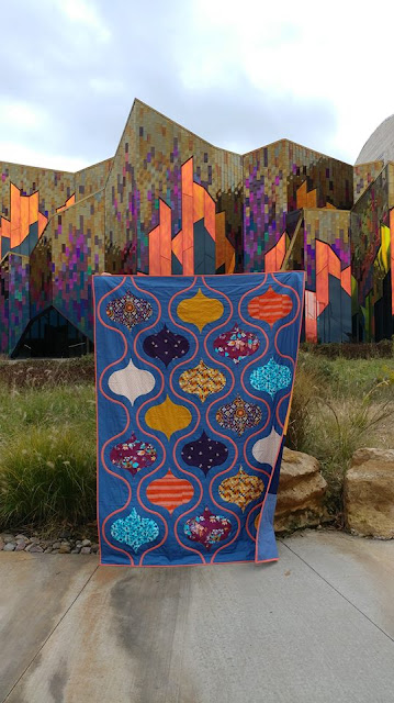 The Finial quilt by Slice of Pi Quilts using Aura fabrics by Mister Domestic for Art Gallery Fabrics